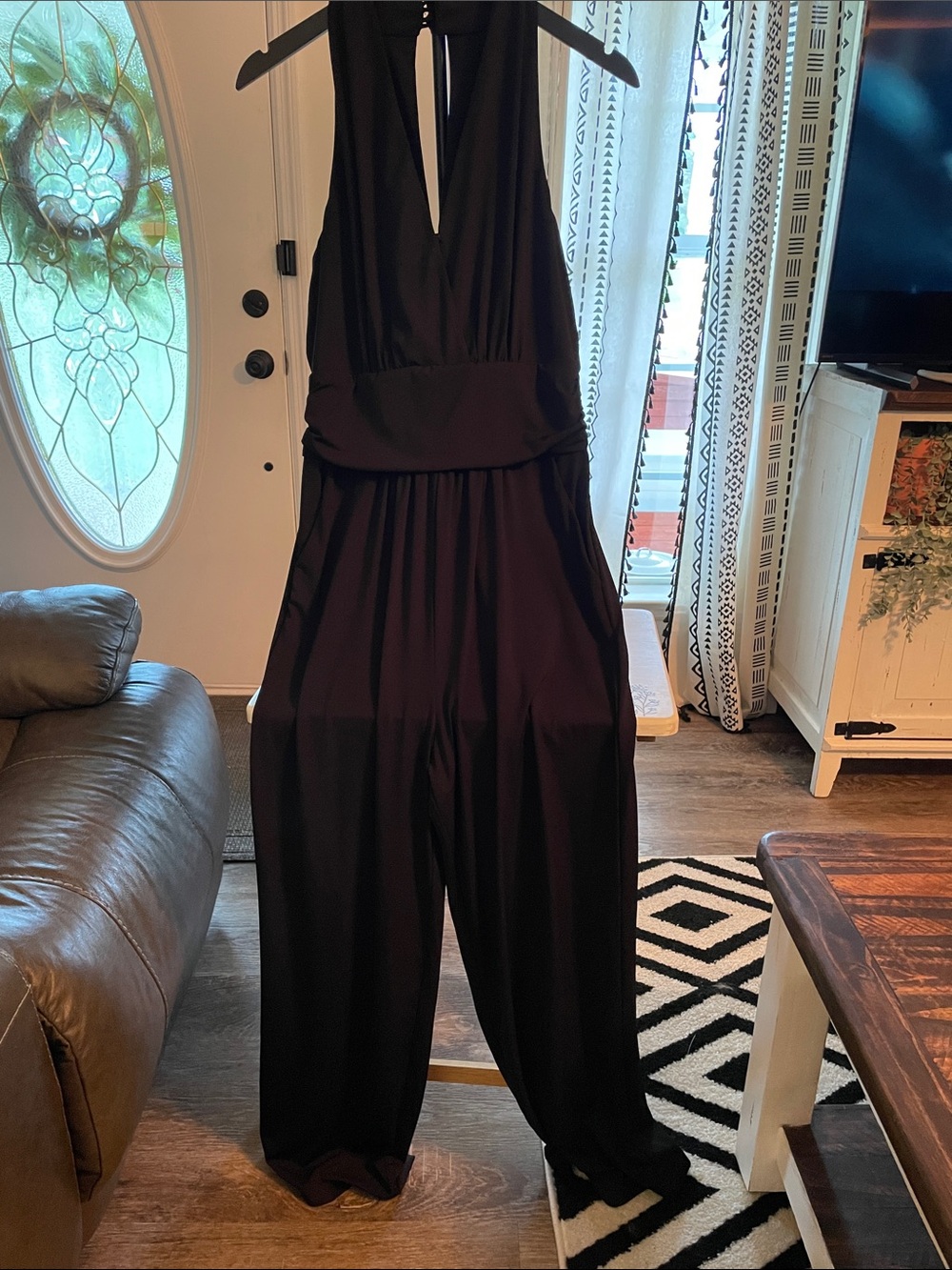 Boston Proper Black Halter Wide-Leg Jumpsuit (0055)